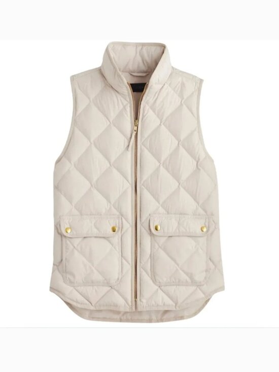 J. Crew Jackets & Blazers - J Crew Vest Women’s Excursion Quilted Ivory Down Puffer Full Gold Zip S